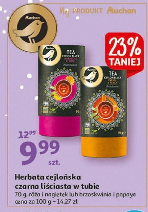 Herbata ceylon black marigold & rose Auchan promocja