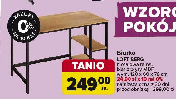 Biurko loftberg 120 x 60 x 75 cm promocja