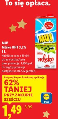Mleko UHT 3,2% promocja w Lidl