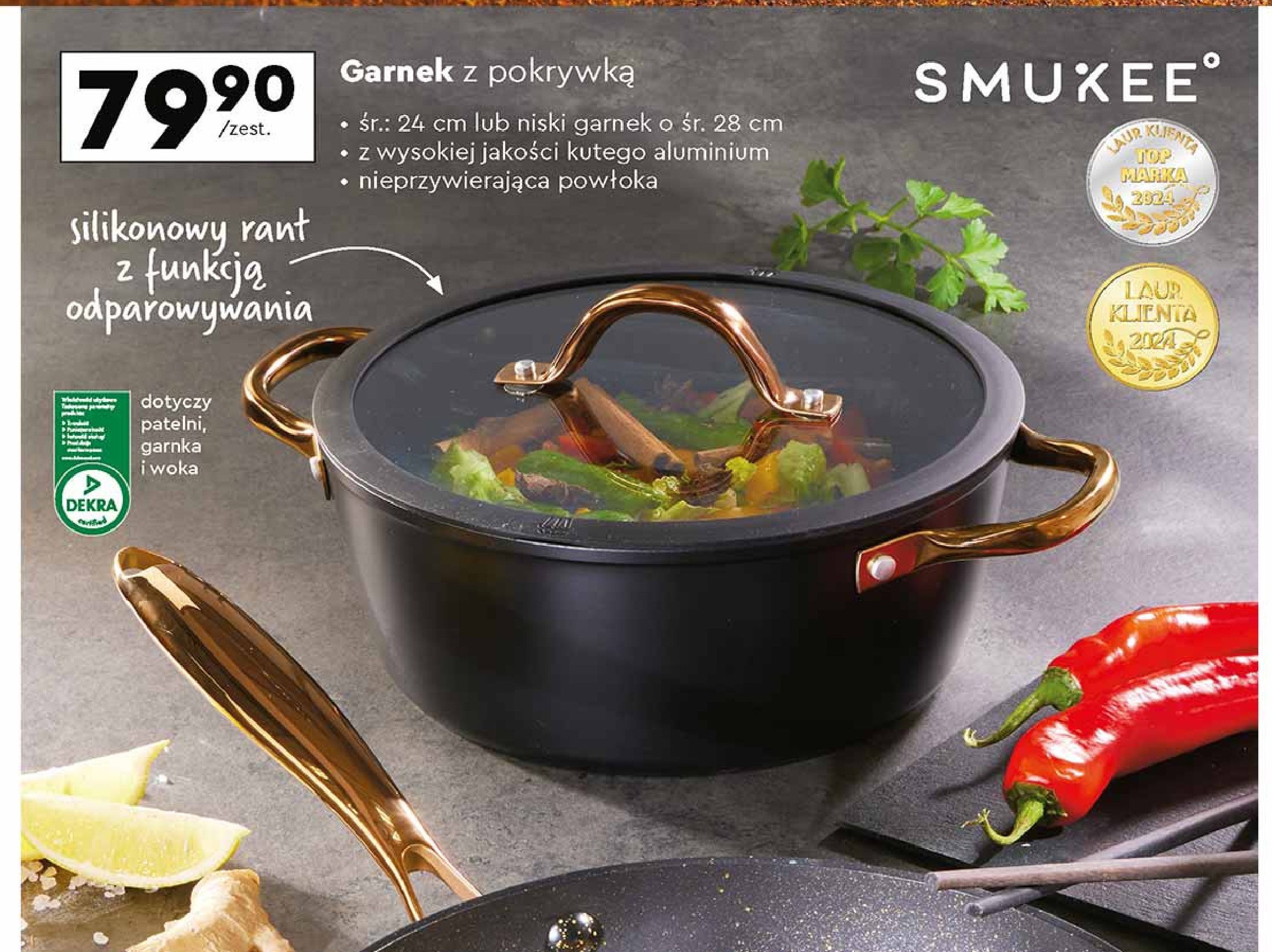 Garnek ze stali nierdzewnej 24 cm 5l Smukee kitchen promocja w Biedronka