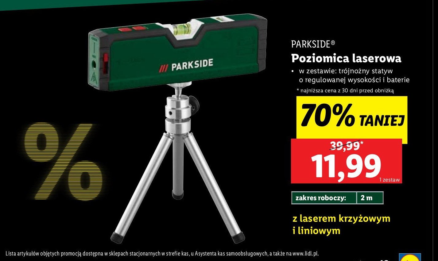 Poziomica laserowa Parkside promocja w Lidl