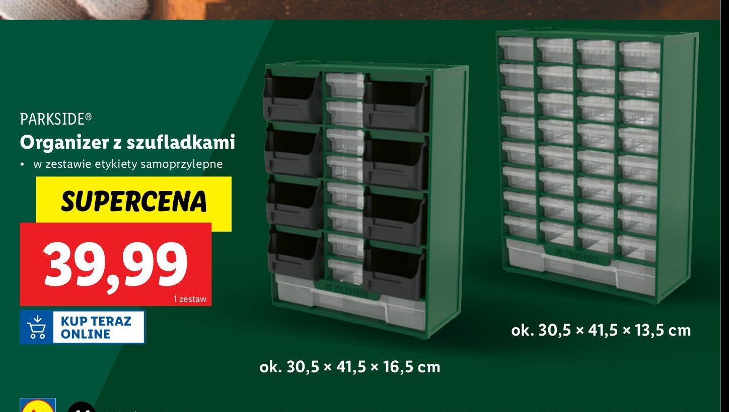 Organizer na narzędzia 30.5 x 41.5 x 16.5 cm Parkside promocja