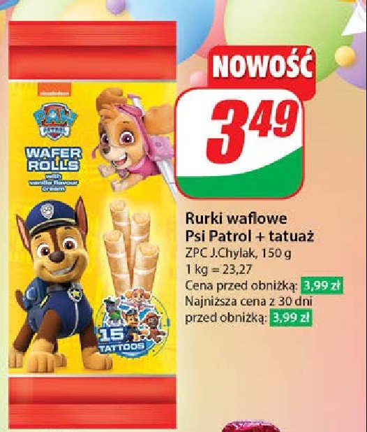 Rurki waflowe psi patrol waniliowe promocja