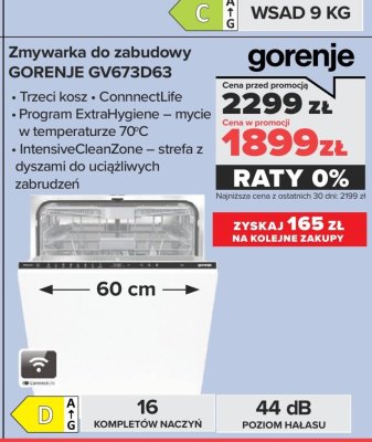 Zmywarka do zabudowy GORENJE GV673D63 promocja w NEONET
