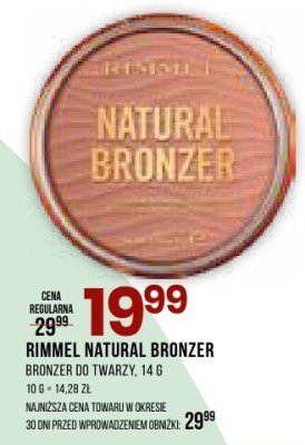 RIMMEL NATURAL BRONZER BRONZER DO TWARZY 14 G promocja w Drogerie Natura
