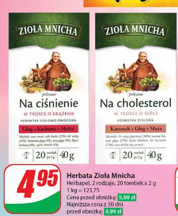 Herbatka na cholesterol Big-active zioła mnicha promocja w Dino