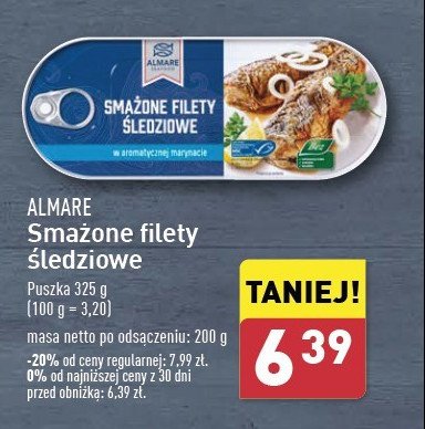 Smażone filety śledziowe Almare seafood promocja w Aldi