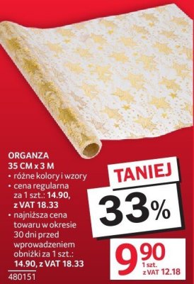 Organza 30x135 cm promocja w Selgros
