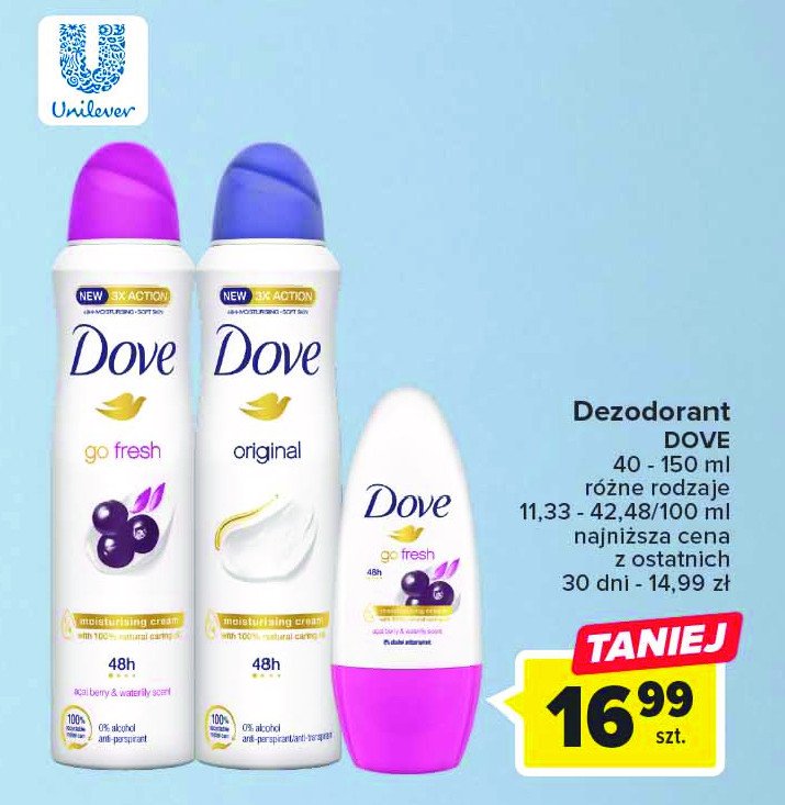 Dezodorant acai berry and waterliyl scent Dove go fresh promocja