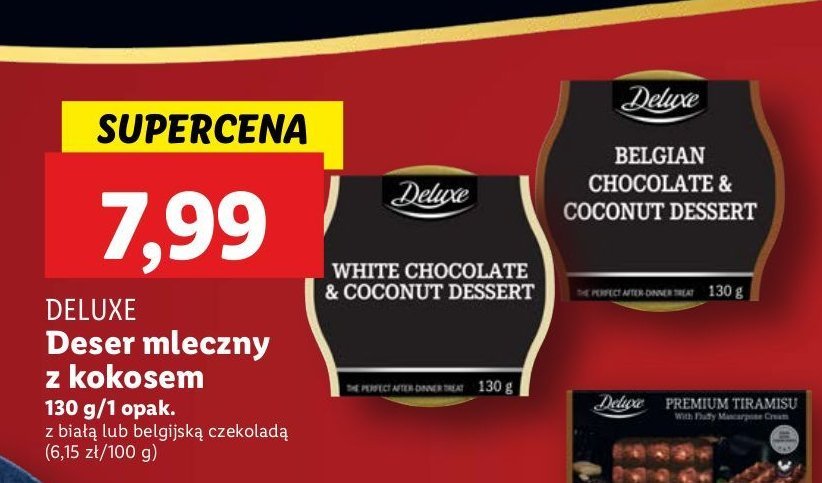 Deser mleczny z kokosem i białą czekoladą Deluxe promocja