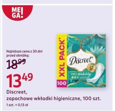 Zapachowe wkładki higieniczne Discreet, 100 szt. promocja w Rossmann