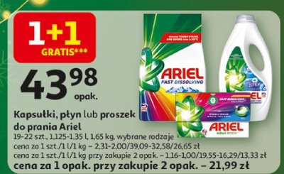 Kapsułki, płyn lub proszek do prania Ariel 19-22 szt., 1.125-1.35 l, 1.65 kg wybrane rodzaje promocja w Auchan