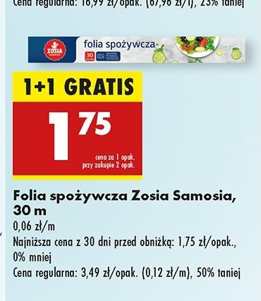 Folia spożywcza 30 m Zosia samosia promocja