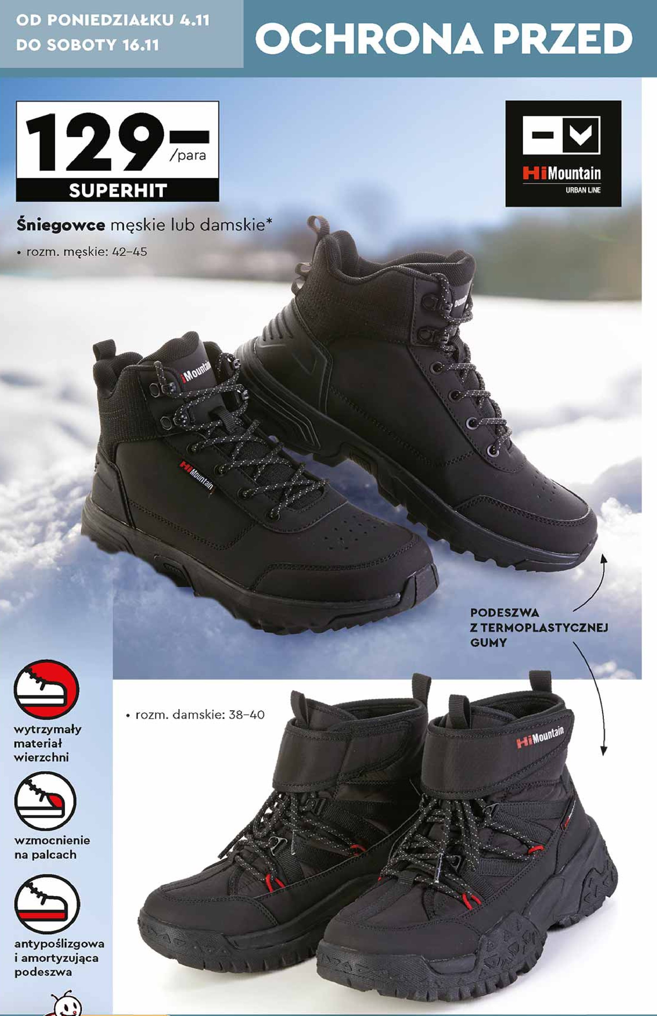 Buty śniegowce damskie Himountain promocja w Biedronka