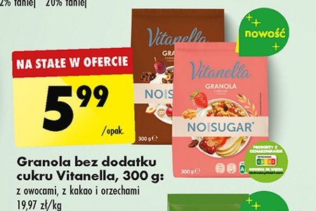 Granola z kakao i orzechami bez cukru Vitanella promocja