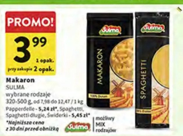 Makaron pappardelle Sulma promocja