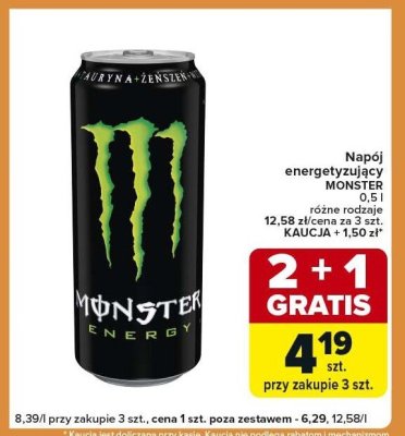 Napój energetyzujący MONSTER promocja w Carrefour Express