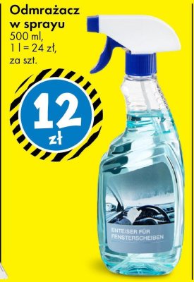 Odmrażacz w sprayu 500 ml, 1 l = 24 zł promocja w Tedi