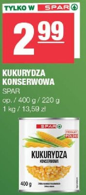 Kukurydza konserwowa SPAR promocja w SPAR