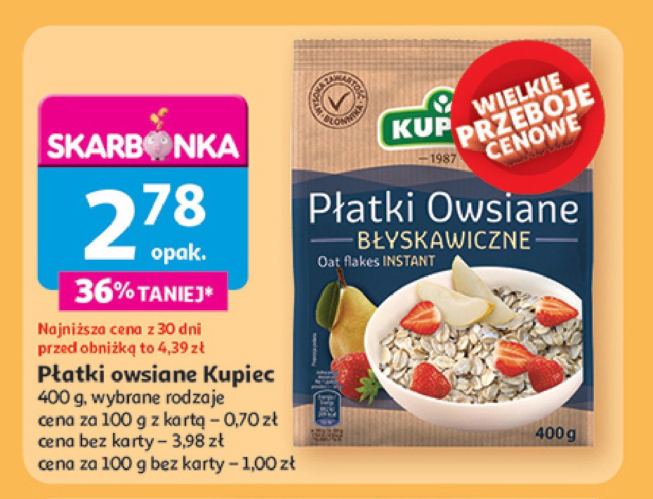 Płatki owsiane błyskawiczne Kupiec promocja w Auchan