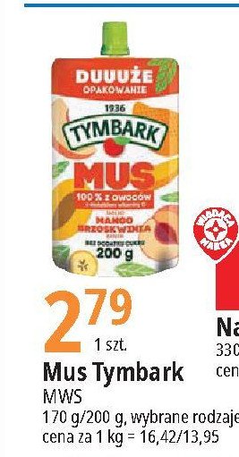 Mus mango-brzoskwinia Tymbark mus 100% owoców promocja