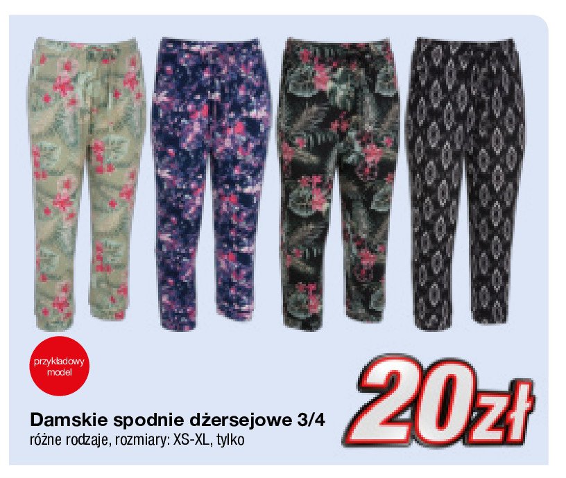 Spodnie damskie dżersejowe 3/4 rozm. xs-xl promocja