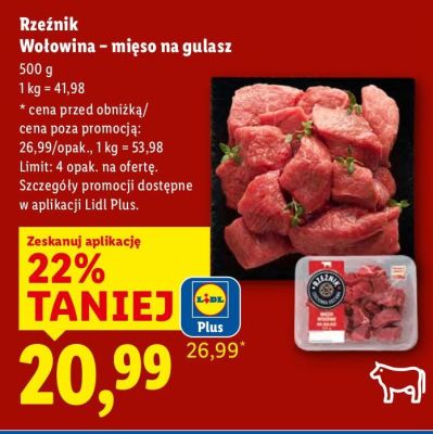 Wołowina mięso na gulasz Rzeźnik promocja w Lidl