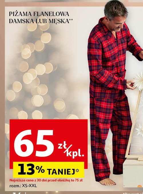 Piżama flanelowa męska xs-xxl Auchan inextenso promocja w Auchan