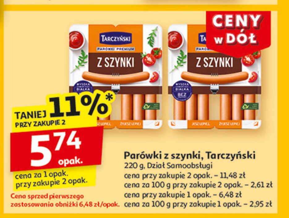 Parówki z szynki Tarczyński promocja w Auchan