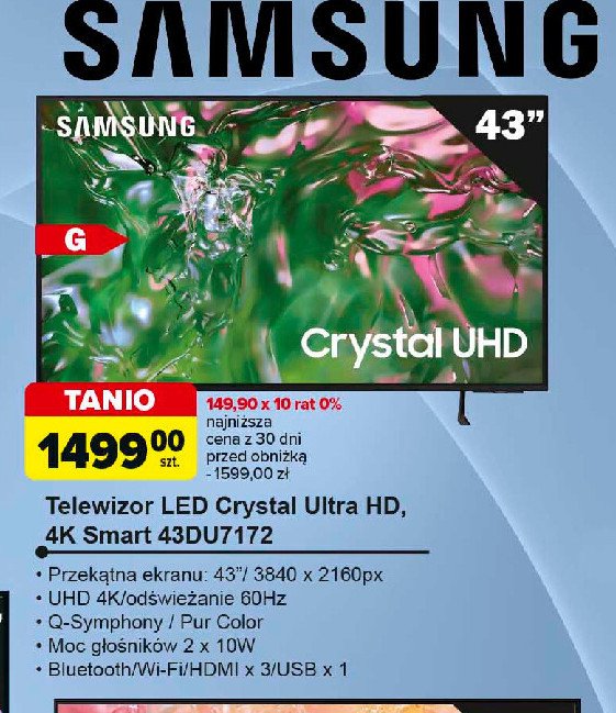 Telewizor 43" 43du7172 Samsung promocja