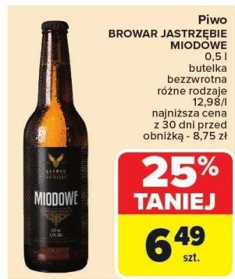 Piwo Browar jastrz臋bie miodowe promocja w Carrefour Market