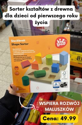 Sorter kształtów z drewna dla dzieci Steckbrett Shape Sorter promocja w Kaufland