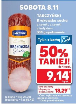 Kiełbasa Krakowska sucha z szynki promocja w Kaufland