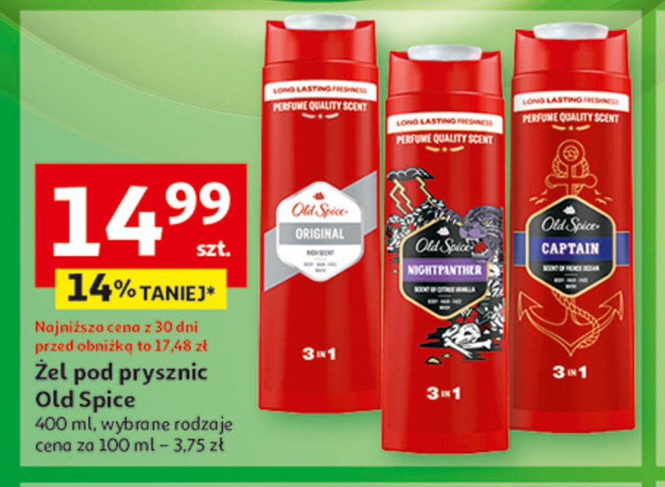 Żel pod prysznic Old spice captain promocja w Auchan