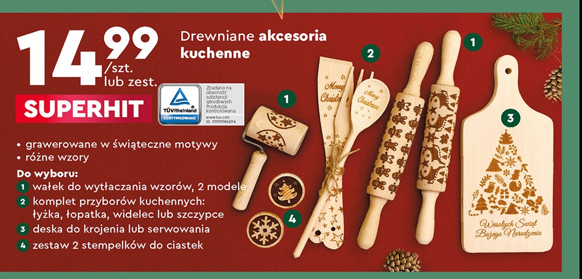 Wa艂ek drewniany z dekoracyjnym wzorem promocja