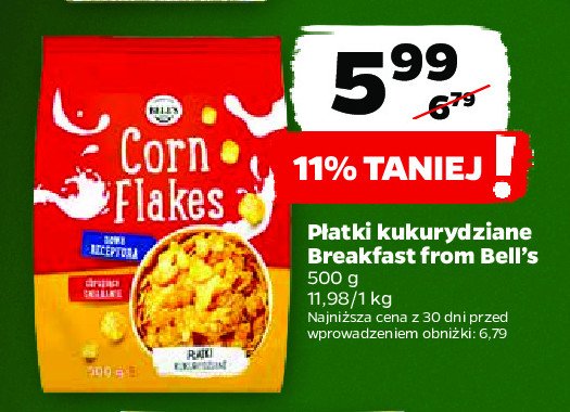 P艂atki 艣niadaniowe golden corn flakes Breakfast from bell's promocja