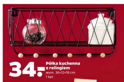 P贸艂ka kuchenna z relingiem 36 x 12 x 18 cm promocja