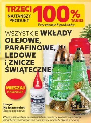 Wkłady olejowe, parafinowe, ledowe i znicze świąteczne wszystkie rodzaje promocja w Kaufland