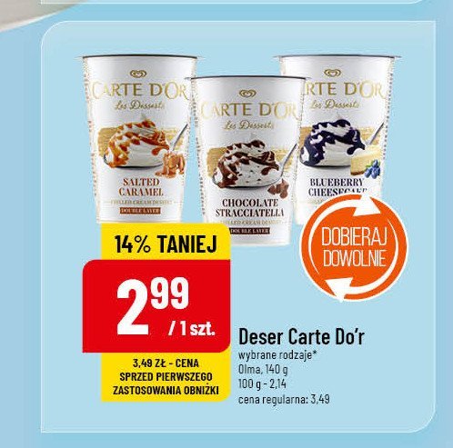 Deser śmietankowy chocolate straciatella Algida carte d'or les desserts promocja