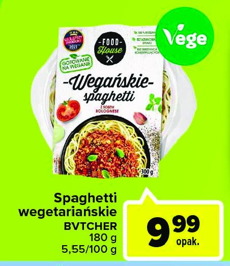 Wegańskie spagetti z sosem bolognese Food house promocja