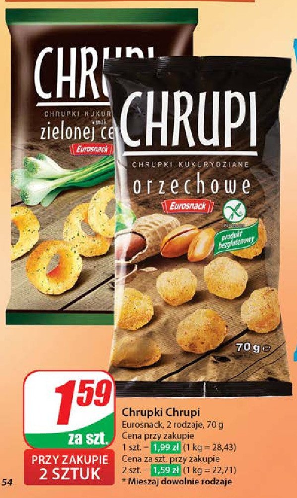 Chrupki o smaku zielonej cebulki Chrupi promocja w Dino