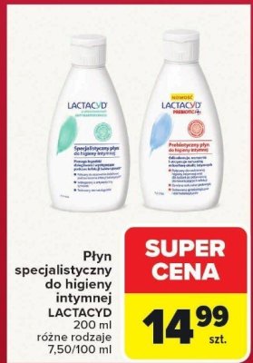 Płyn specjalistyczny do higieny intymnej LACTACYD 200 ml różne rodzaje promocja w Carrefour