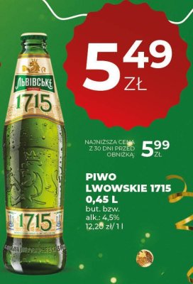 Piwo Lwowskie 1715 0,45 L promocja w Duży Ben