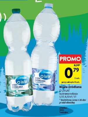 Woda źródlana O LA LA! wybrane rodzaje promocja w Intermarche