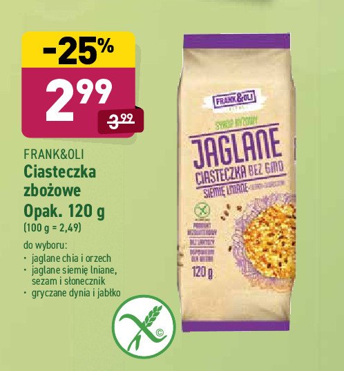 Ciastka jaglane z siemieniem lnianym Frank&oli promocja