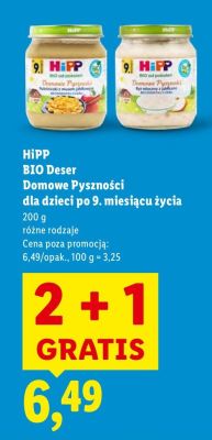 Deser Domowe Pyszności dla dzieci po 9. miesiącu życia HiPP BIO promocja w Lidl
