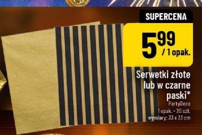 Serwetki złote lub w czarne paski promocja w POLOmarket