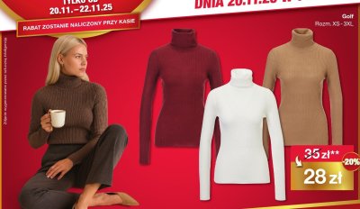 Golf damski z golfem różne kolory promocja w Woolworth