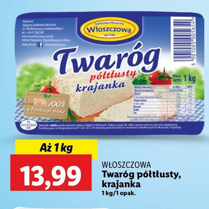 Twaróg półtłusty włoszczowski krajanka Włoszczowa promocja