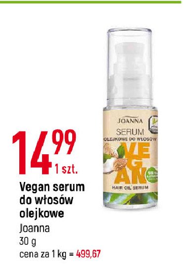 Serum olejkowe do włosów Joanna vegan promocja